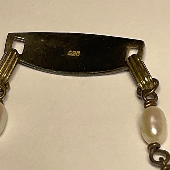 Vintage Sterling Silver Petite pearl Stationed Name Bracelet. Inscribed AVA - Picture 6 of 6